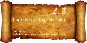 Luptovics Boglárka névjegykártya